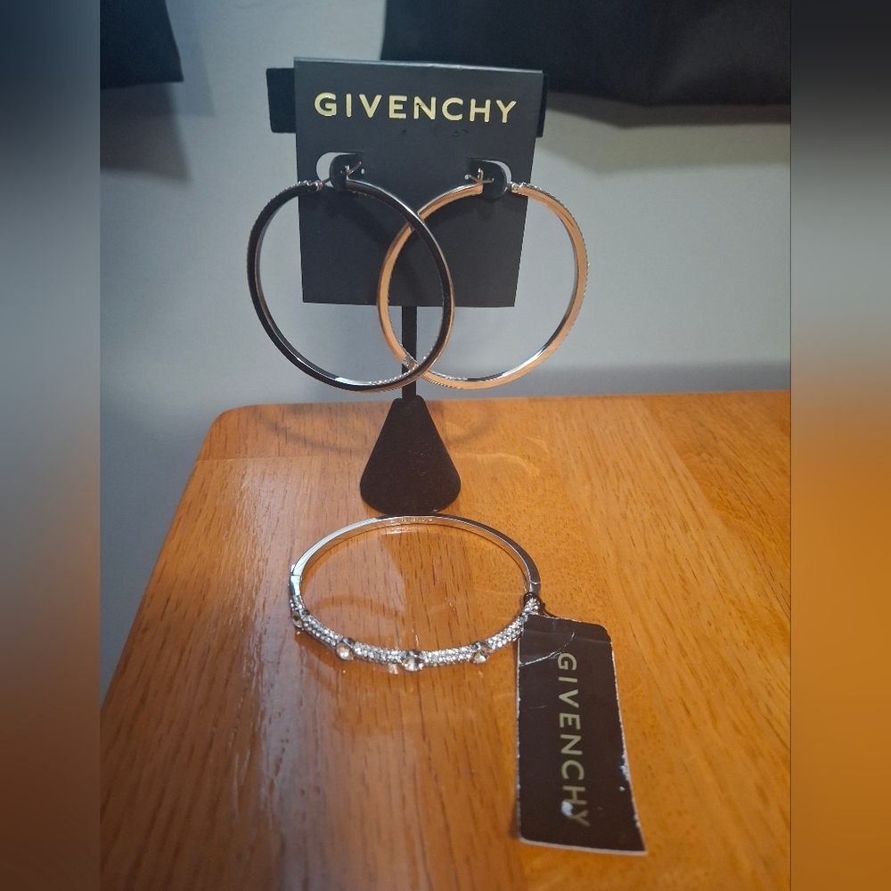 Givenchy Pavé Hoop Earrings & Bangle Bracelet